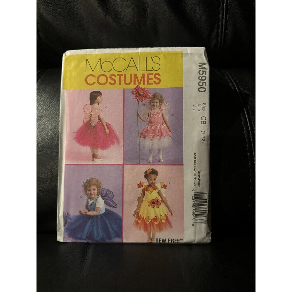 McCall's Costumes M5950 Sewing Pattern Crafts Size 1 2 3 Fairy Outfit Wings Tutu